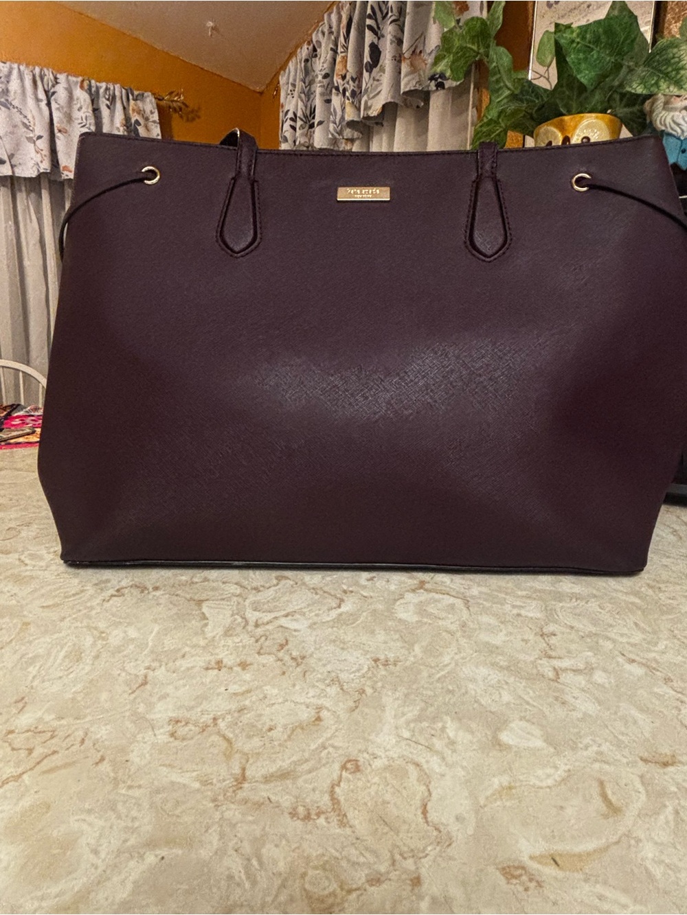 kate spade Plum Saffiano Tote with Gold Hardware